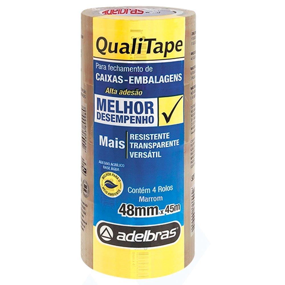 Fita Adesiva Adelbras Qualitape M 48mm x 45m Marrom Pacote com 4 Rolos