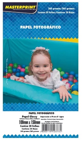 Papel fotografico glossy 100mm x 150mm 20 un - Marca: Masterprint