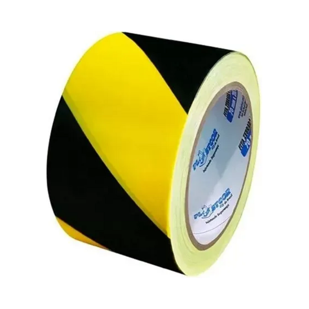 Fita de Sinaliza&ccedil;&atilde;o  1 Furo 70mm x 200m Plastcor Polietileno Zebrada