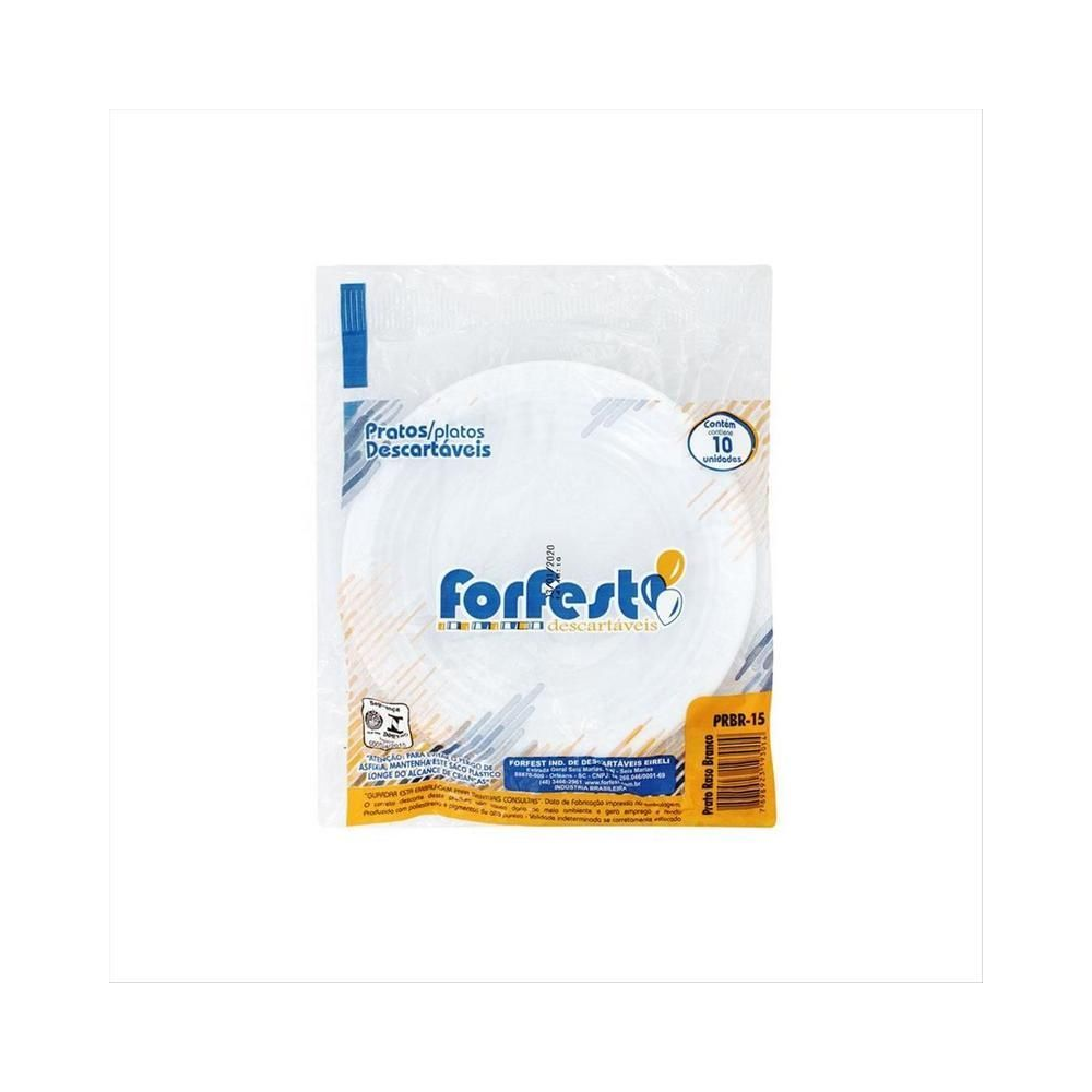 Prato Descart&aacute;vel Branco Farfest 15cm 10 unidades
