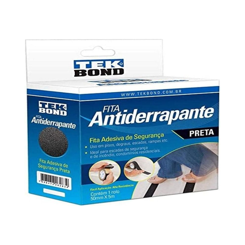 Fita Antiderrapante Tekbond para Demarca&ccedil;&atilde;o de Solo 50mm x 5m Preta