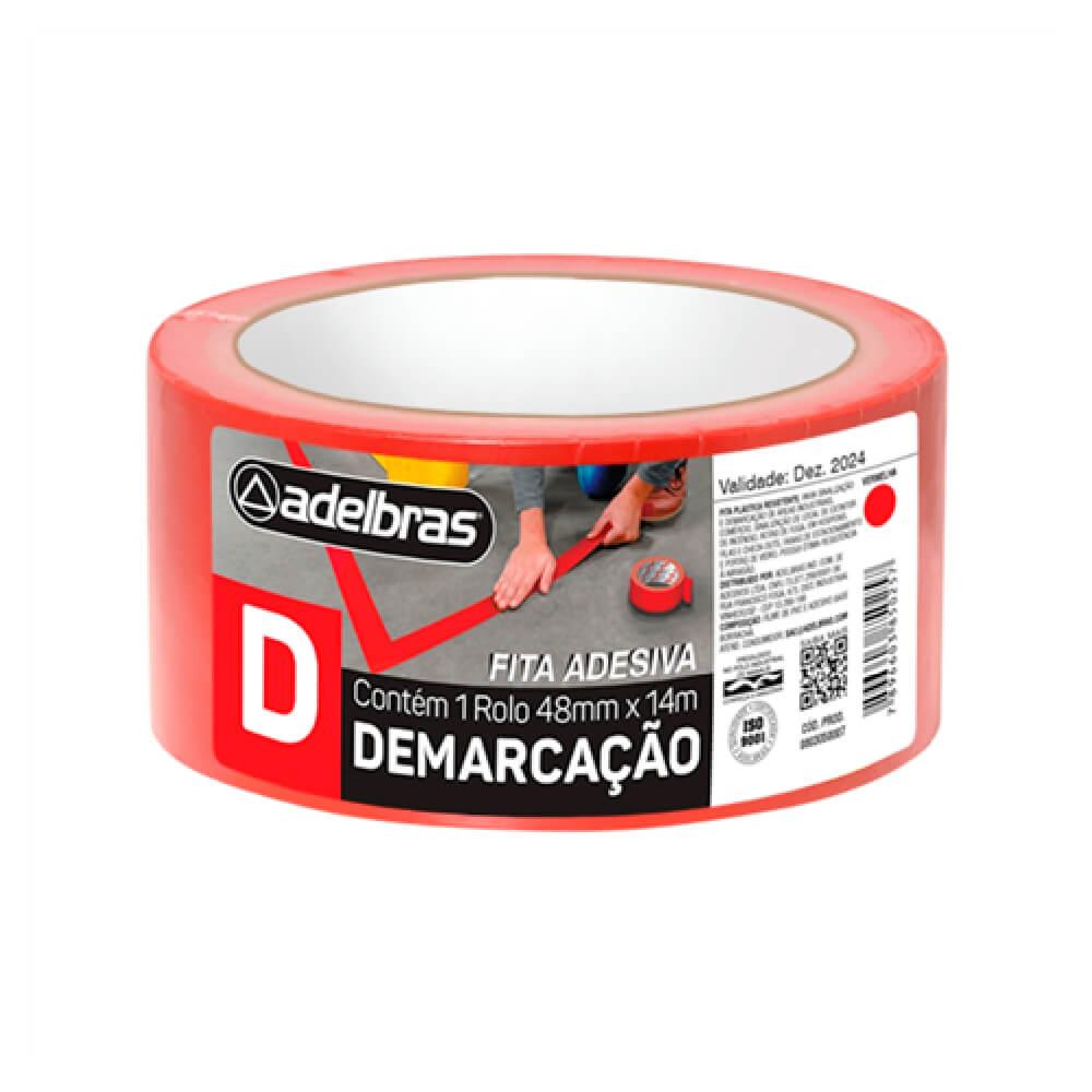 Fita Adesiva Demarcacao 48mm x 14m Adelbras Vermelha Unitaria