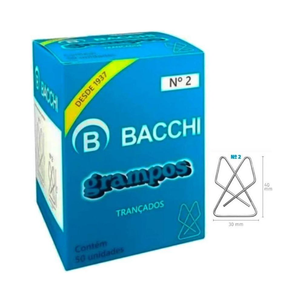 Grampos Tran&ccedil;ados N&ordm; 2 Bacchi A&ccedil;o Galvanizado 50 Unidades