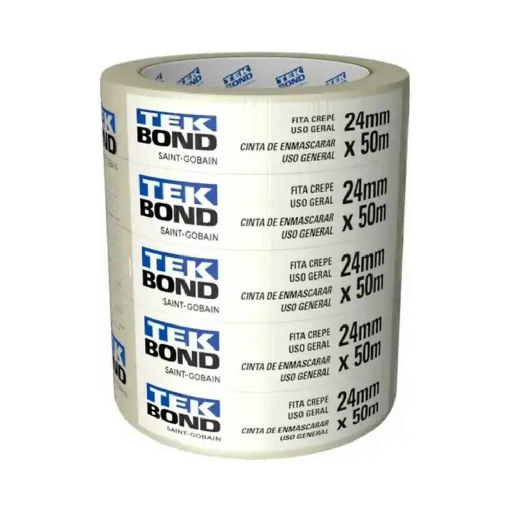 Fita Crepe Tekbond Branca 24mm x 50m com 5 Unidades