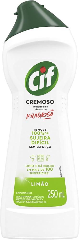 Sapon&aacute;ceo Cremoso CIF Limpeza Milagrosa Lim&atilde;o 250ml