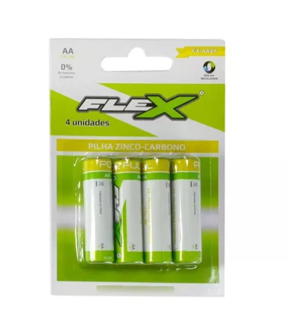 Pilha AA Flex Zinco Cartela com 4 Unidades