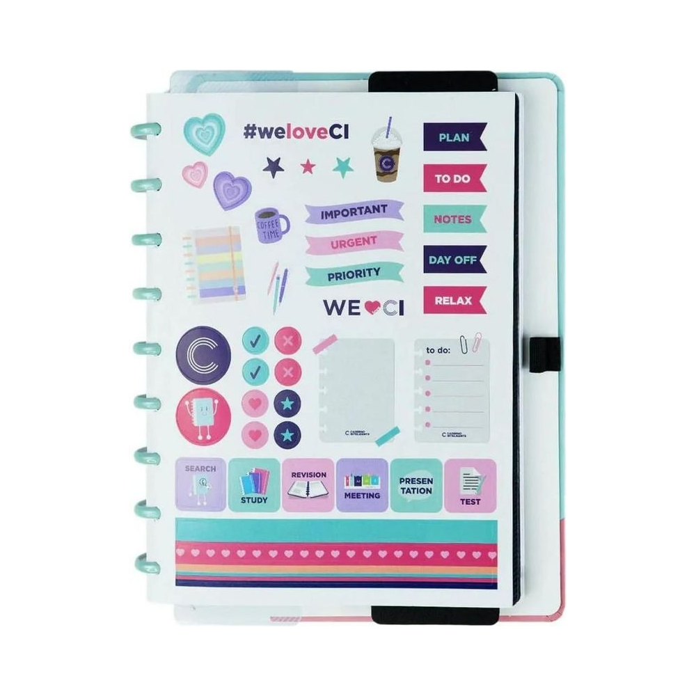 Caderno M&eacute;dio Acqua Glam 80 Folhas Caderno Inteligente