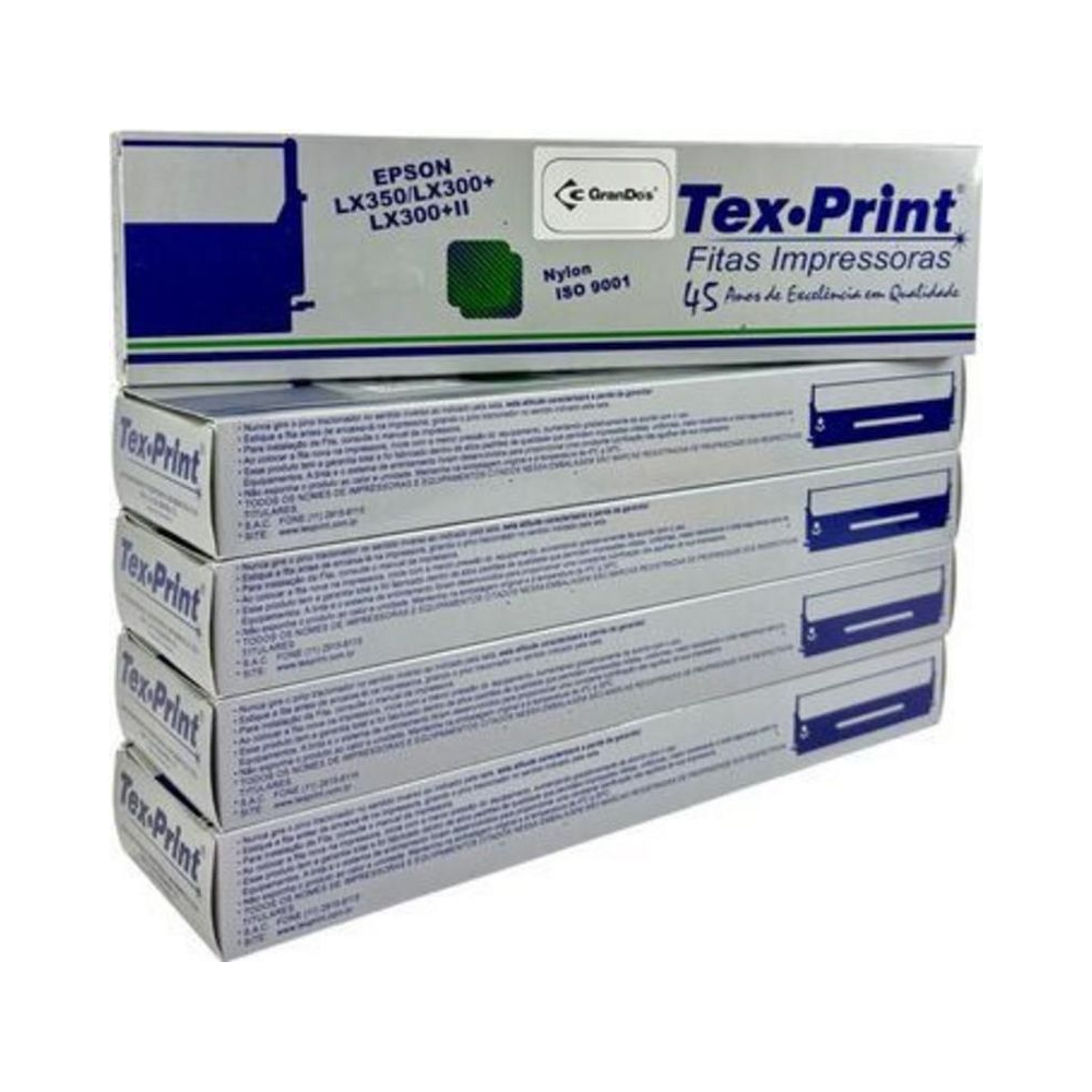 Cartucho de Fita Compat&iacute;vel Tex Print 13mm x 14m Epson LX350 LX300+ LX300+II