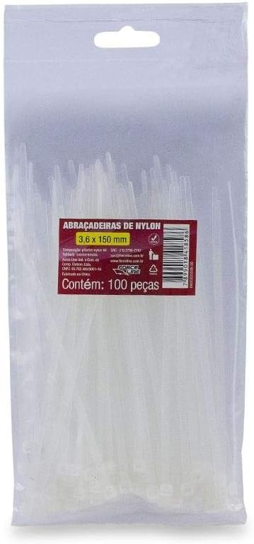 Abra&ccedil;adeira Nylon 3,6x150mm Force Line Branca