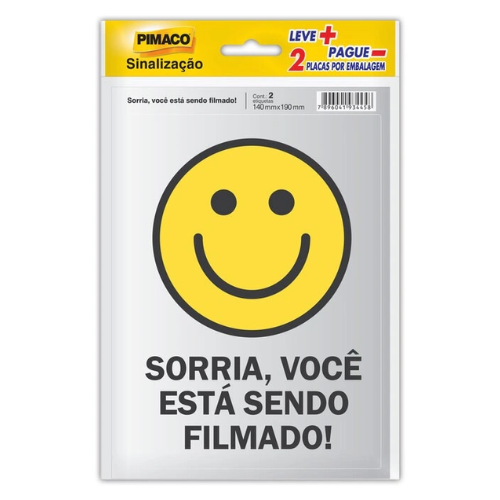 Placa de Sinaliza&ccedil;&atilde;o Met&aacute;lica Sorria 14cm x 19cm com 2 Unidades