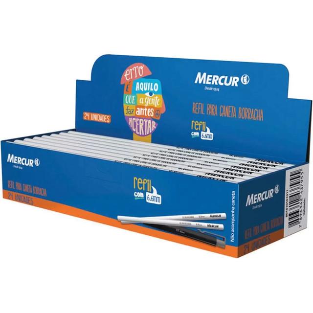Refil para Caneta Borracha 6.6mm Mercur Branco Pacote com 24 Unidades