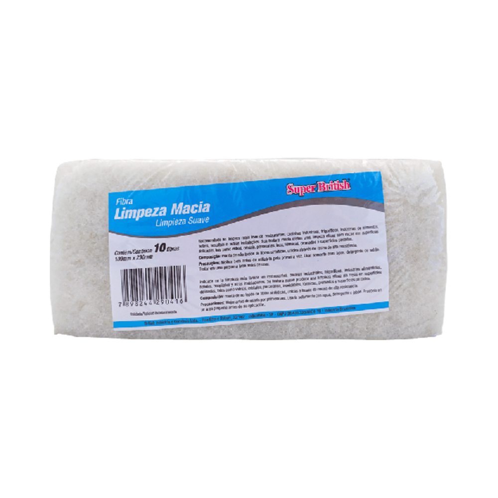 Fibra de Limpeza 100mm x 260mm Super British Macia Pacote com 10 pe&ccedil;as