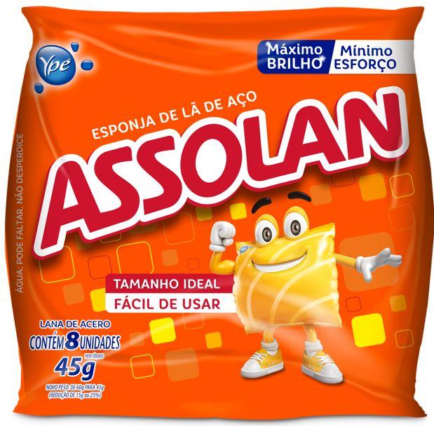 Esponja de L&atilde; de A&ccedil;o Assolan Yp&ecirc; 8 unidades 45g