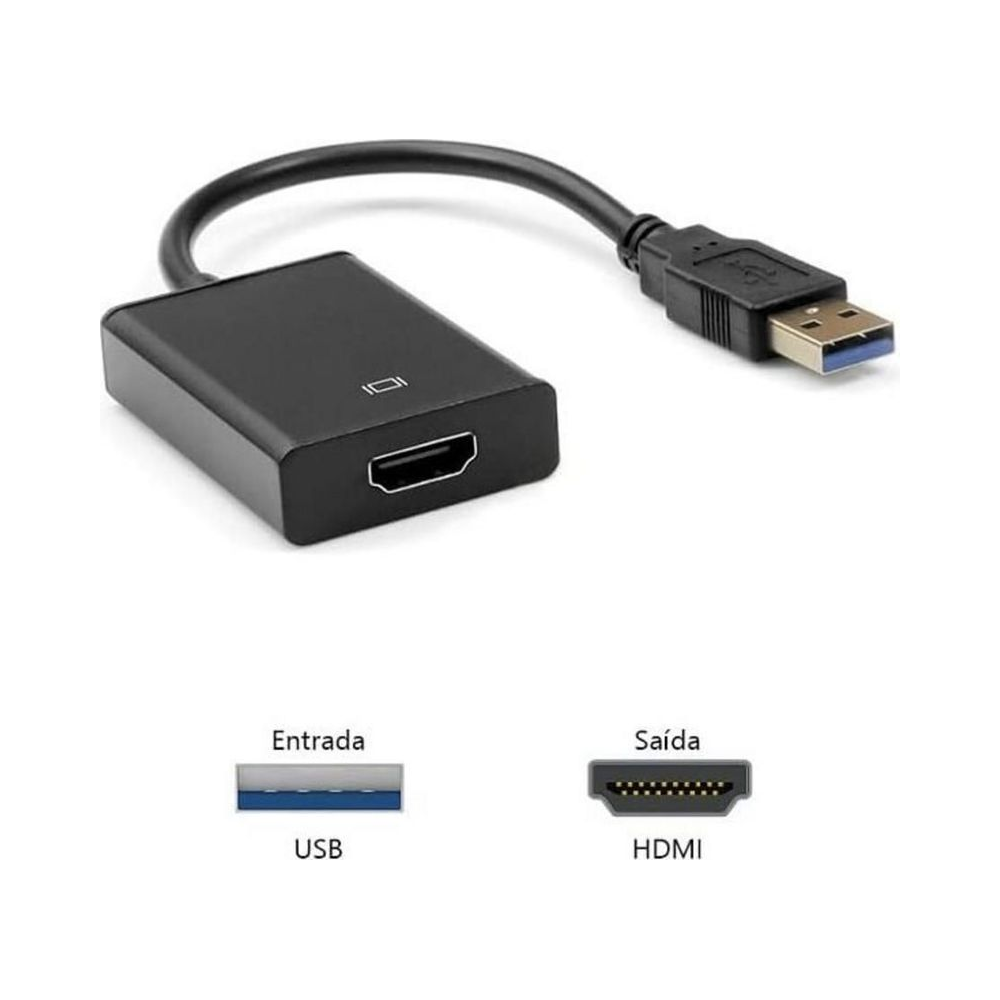 Cabo Adaptador USB HDMI Pluscable Preto