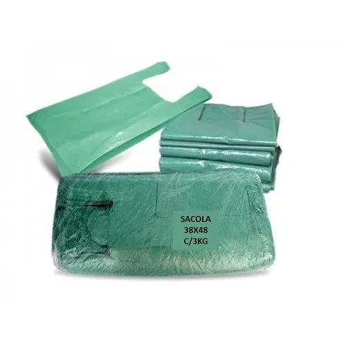 Sacola Pl&aacute;stica Fina 38x48 Mix Brasil Verde pacote 3kg