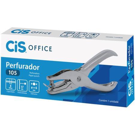 Perfurador de Papel Metal 1 Furo CIS Capacidade 8 Folhas Prateado