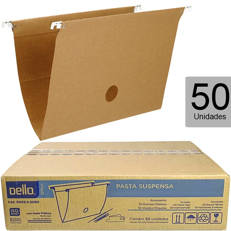Pasta Suspensa Papel&atilde;o A4 Dello Kraft com 50 Unidades