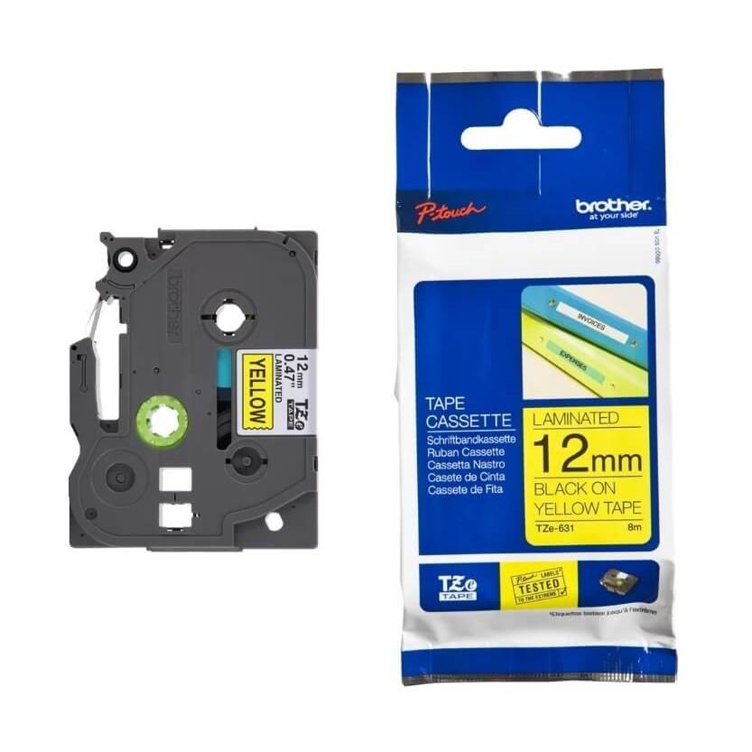 Fita para Rotulador 12mm x 8m Brother TZE-631 Amarelo Unit&aacute;ria