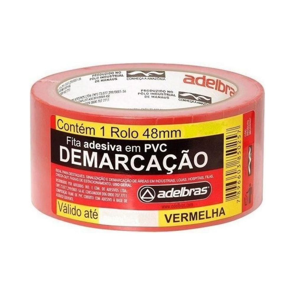 Fita para Demarca&ccedil;&atilde;o de Solo 48mmx30m Vermelha Adelbras PT