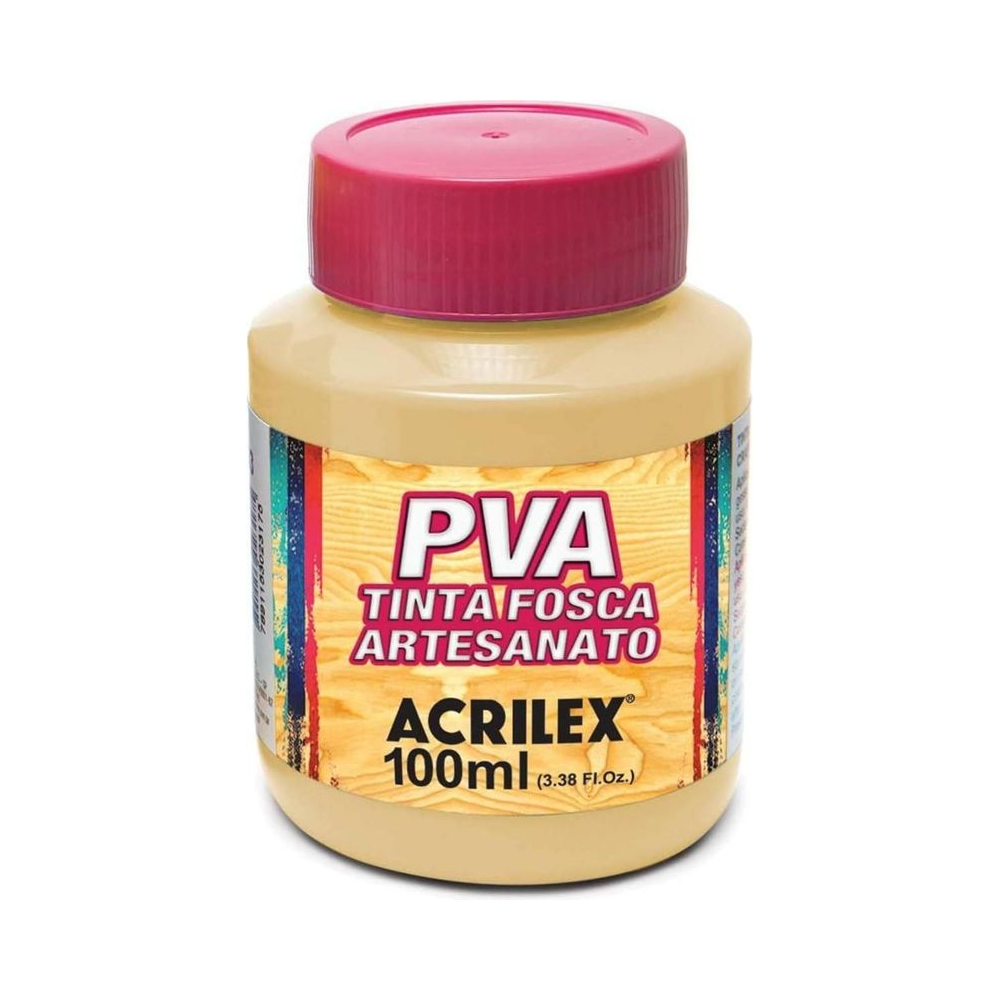 Tinta PVA Fosca 100ml Acrilex Amarelo P&ecirc;ssego
