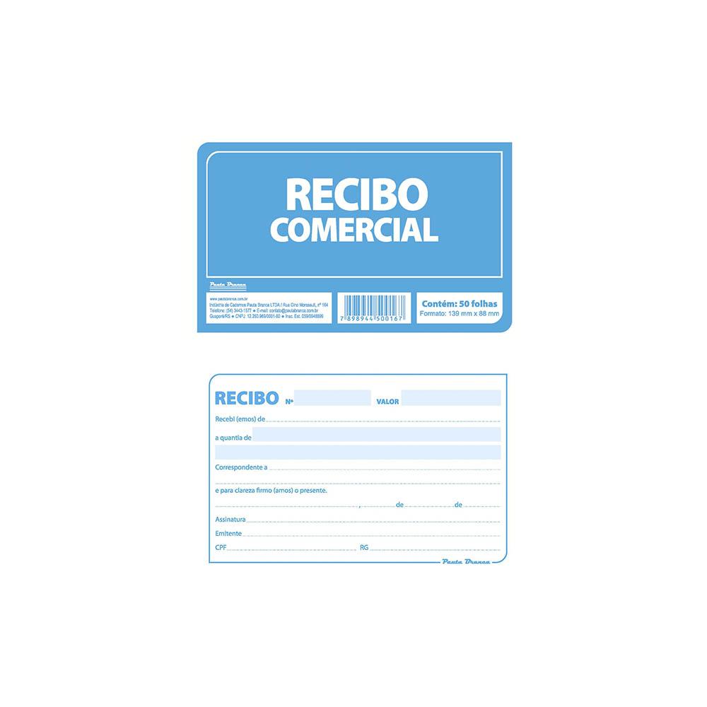 Recibo Comercial sem Canhoto 50 Folhas Pauta Branca