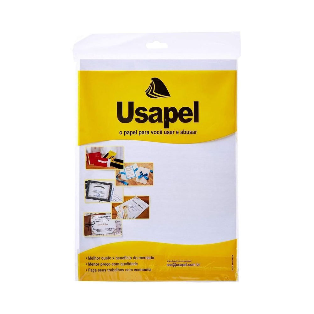Papel Verg&ecirc; Branco A4 Usapel 180g/m&sup2; 50 folhas