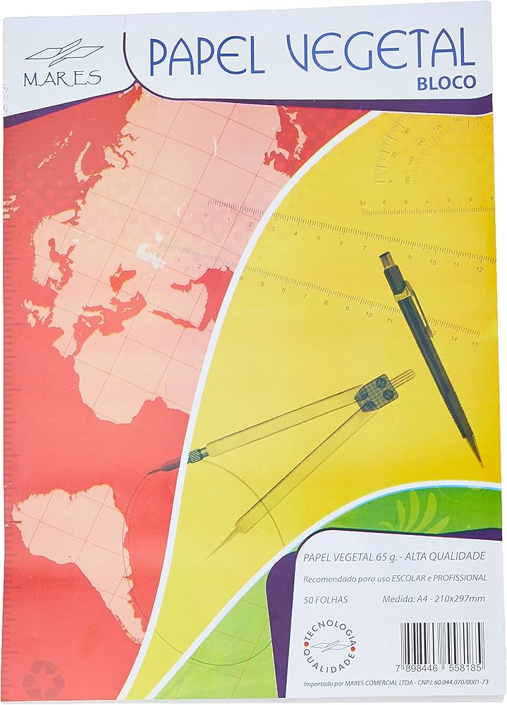 Bloco Vegetal  0 Furos A4 Mares Papel Vegetal Branco