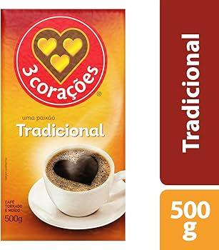 Caf&eacute; Torrado e Mo&iacute;do 3 Cora&ccedil;&otilde;es Tradicional a V&aacute;cuo 500g