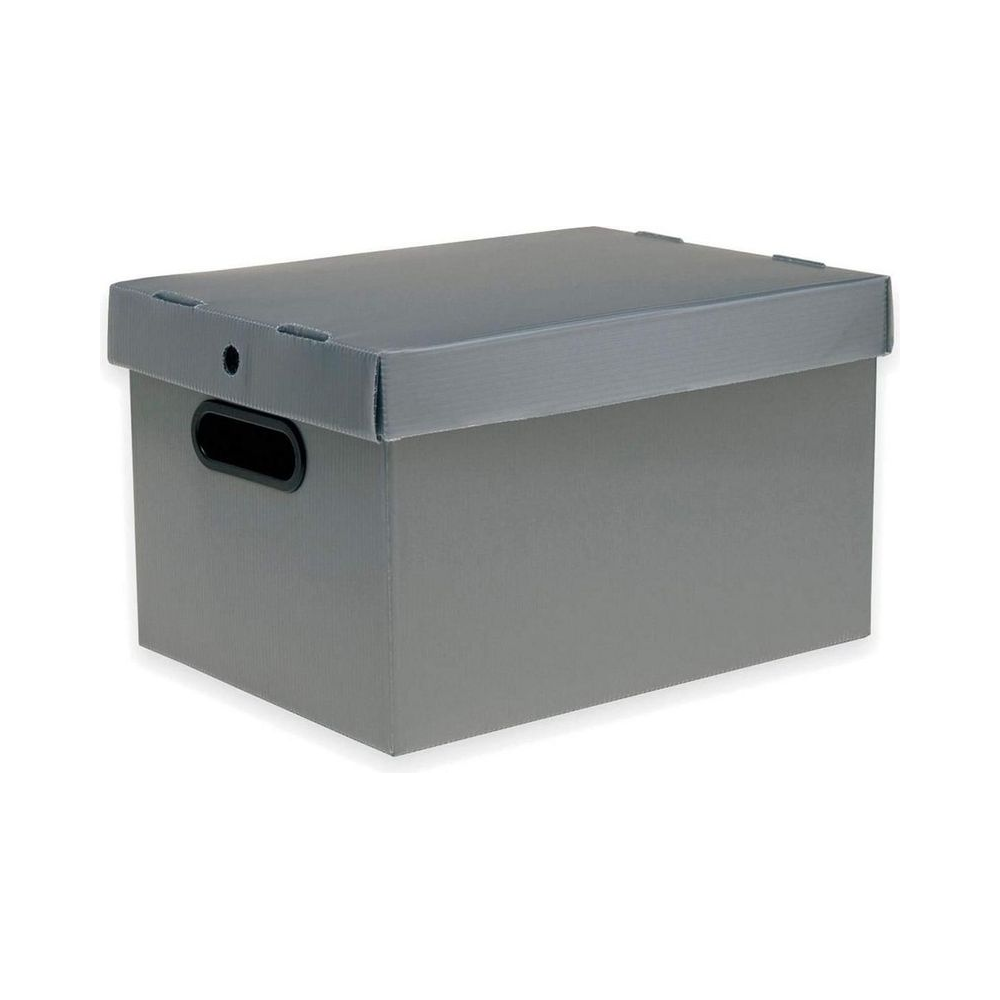 Caixa Organizadora Polipropileno Prontobox Polycart Prata com Tampa 36x26,5x23cm