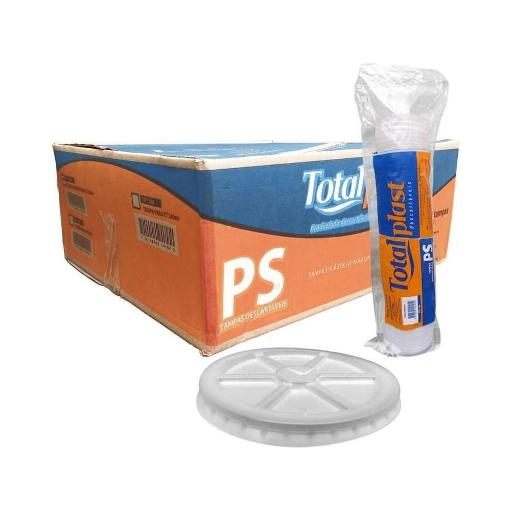 Tampa Pl&aacute;stica com Furo Transparente Totalplast 100 unidades