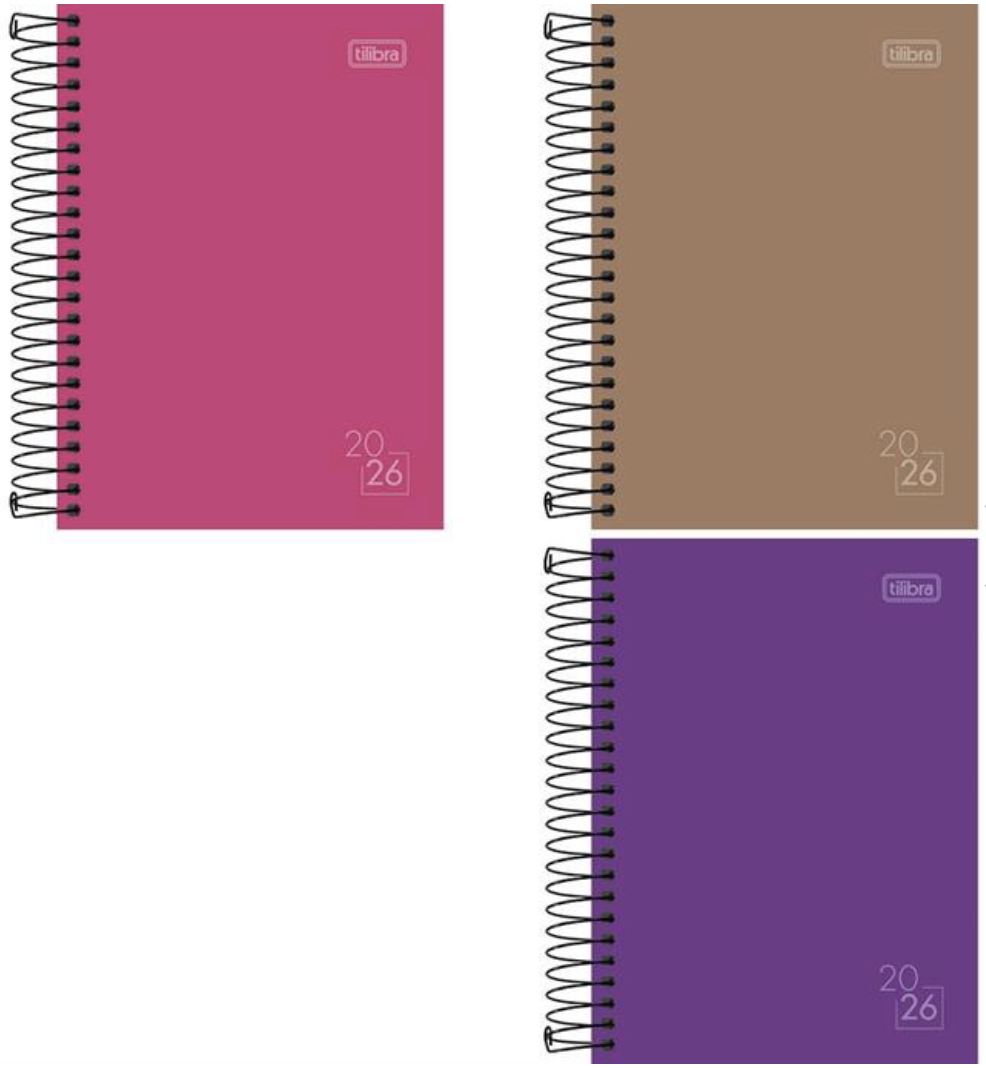 Agenda Spice Cores 2026 Tilibra Capa Dura Espiral 160 folhas Colorido 110 mm x 154 mm