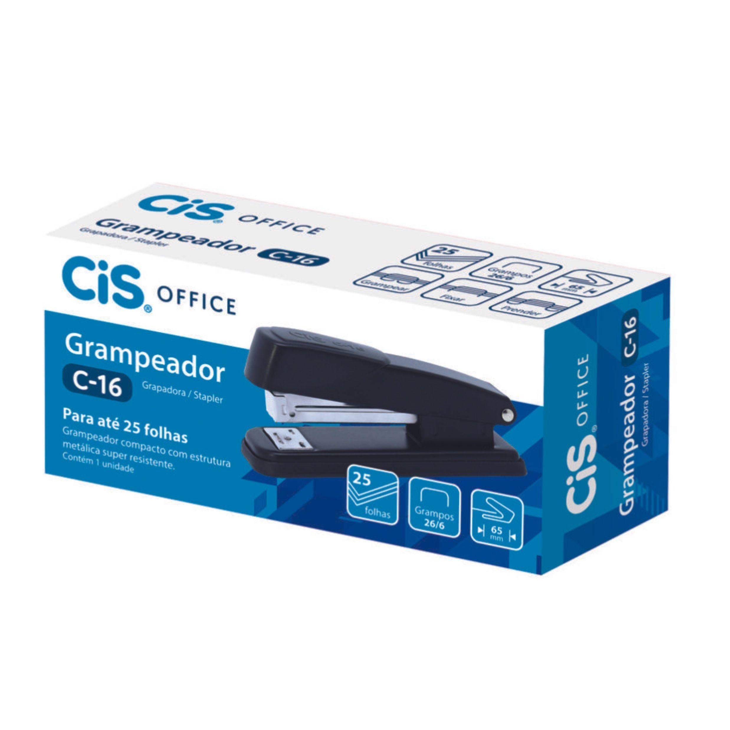 Grampeador Met&aacute;lico C-16 CIS para 25 Folhas Preto
