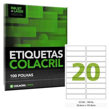 Etiqueta Inkjet Laser CC181 Colacril 100 folhas 25.4mm x 101.6mm