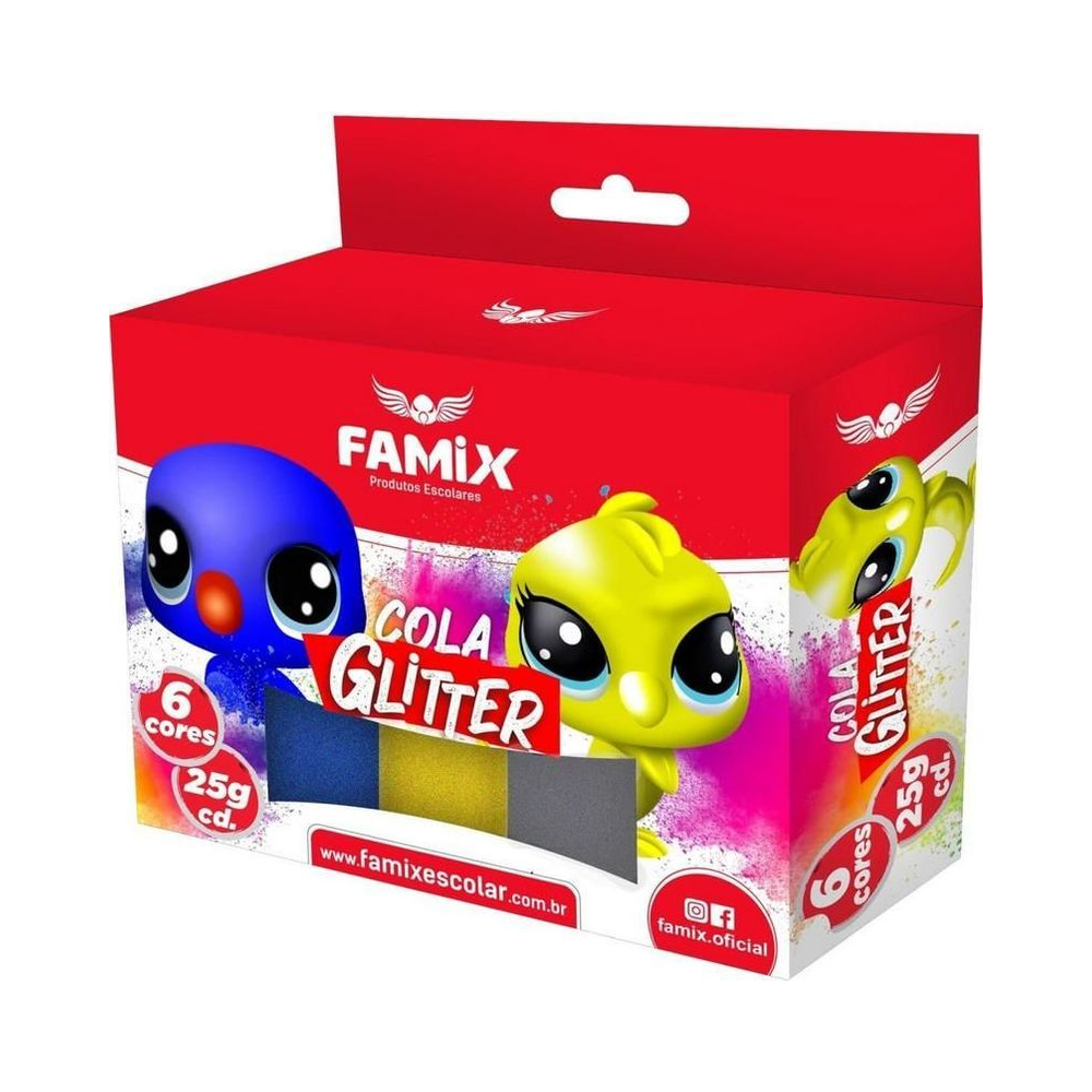 Cola com Glitter Famix Famix Fcl10 25 g Colorido