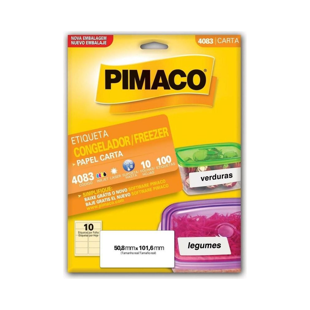 Etiqueta Inkjet Laser 50.8 x 101.6 mm Pimaco 4083 Branco