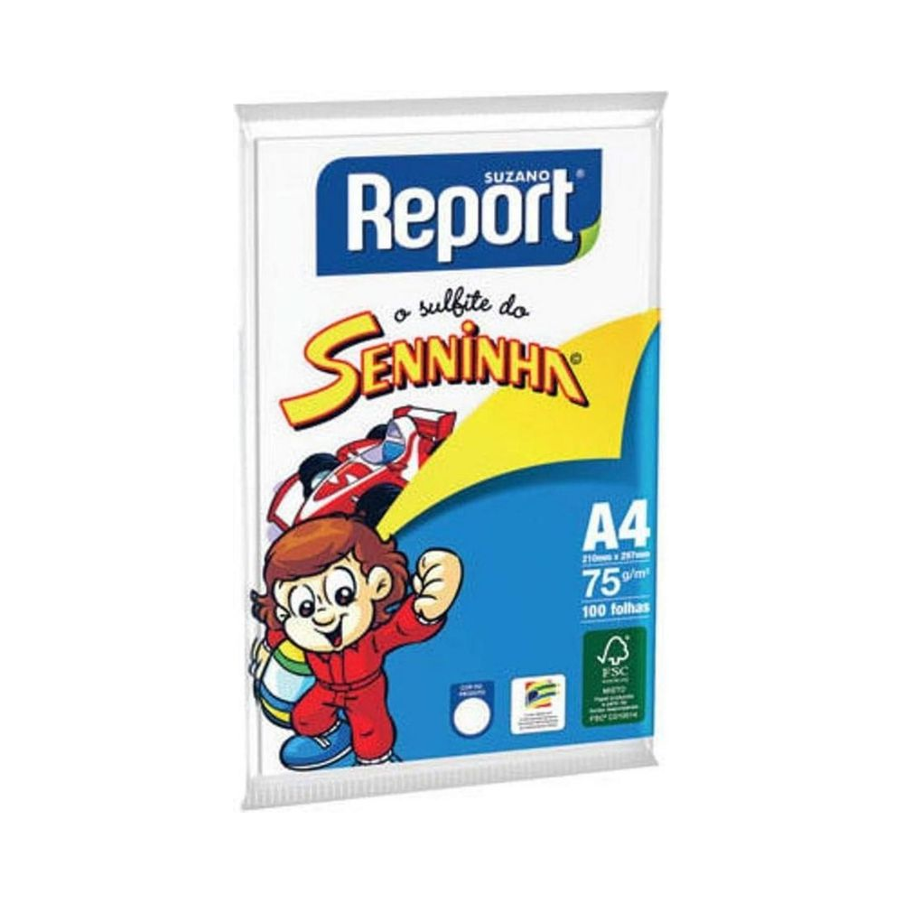 Papel Sulfite A4 75g/m&sup2; Report Senninha Branco 100 folhas