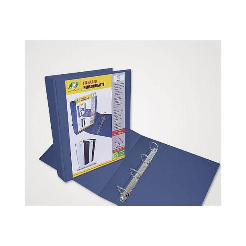 Fich&aacute;rio Personnalit&eacute; 40mm Of&iacute;cio 3 argolas ACP Azul 340mm x 255mm x 40mm